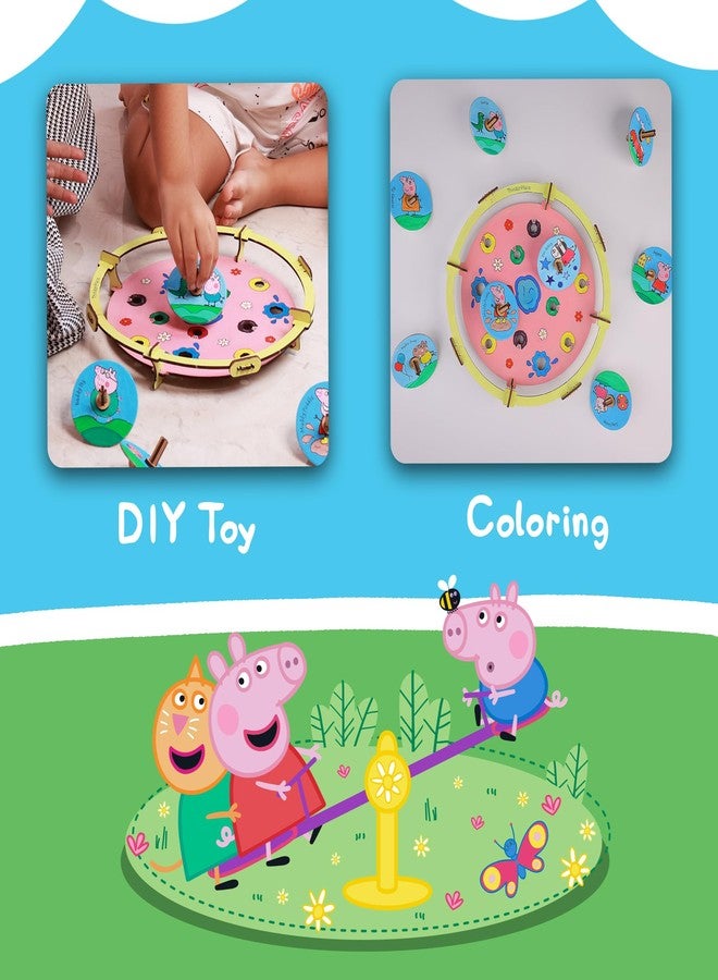 ThinkerPlace Peppa Pig DIY Muddy Puddle Spin Tops Game | Build, Color & Play with Peppa Pig Spin Tops | Stem Educational Toy for Kids Age 3, 4, 5+ Years | Science & Learning Toy, Multicolor - Image 2
